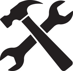 Hammer and wrench icon.vector flat black simple trendy style illustration for web and app
