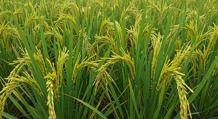 Fototapeta premium Rice field agriculture green nature plant food production