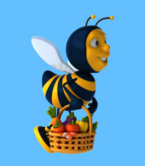 Fun 3D cartoon bee with vegetables