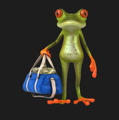 Fun 3D cartoon frog with money