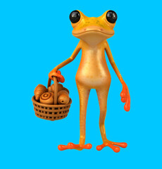 Fun 3D cartoon frog with pastries