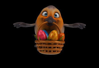 Fun 3D cartoon bird with easter eggs