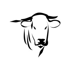 Minimalist Bull Head Vector – Black and White Line Art Illustration


