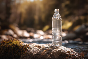 Crystal Clear Mountain Spring Water in Bottle: Product Photography