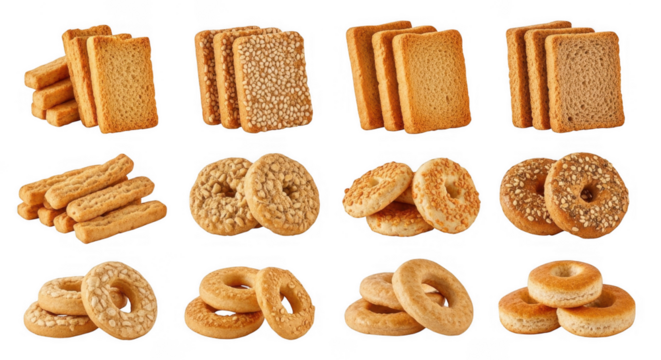 Assorted Crunchy Cookies and Biscuits Perfect for Snacks or Desserts, isolated on a transparent background - Powered by Adobe