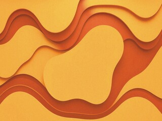 Abstract Orange and Burnt Orange Waves Layered Paper Cut Design, Modern Art Background