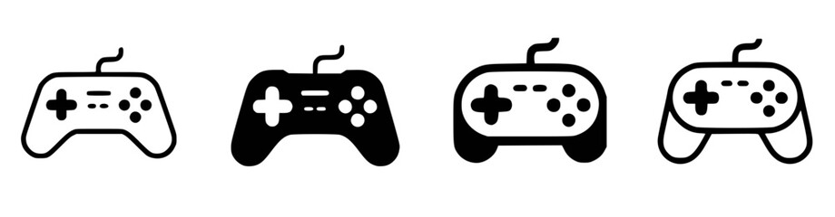 Black and white video game controllers with directional pads and buttons gaming technology