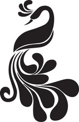Elegant Black and White Peacock Silhouette Design