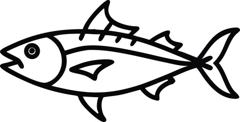 albacore tuna line arts with white background