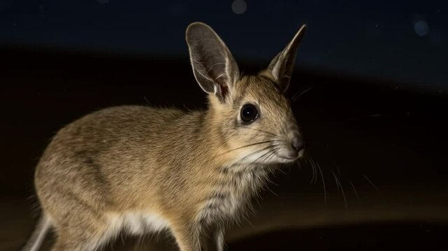 Desert Night Wanderer: A Long-Eared Jerboa Under the Starry Sky