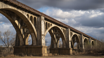 Railroad Bridge with Repeating Arches: Side Perspective