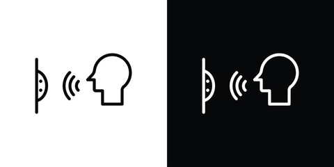 Voice control icon for website, vector design template elegant style