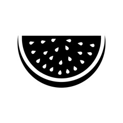 Stylized black and white illustration of a watermelon slice with seeds isolated on white background isolated on transparent background