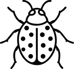  asian lady beetle line arts with white background 