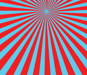 Blue And Red Sunburst Pattern Abstract Celebration Background. Ray. Radial.