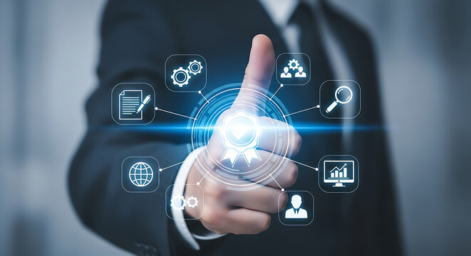 Business success achievement digital network image