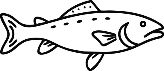  arctic char line arts with white background