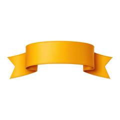 Bright Yellow Ribbon Banner with Curved Shape Ideal for Celebratory Messages and Decorative Use in Designs and Advertisements Transparent background or PNG