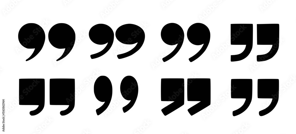Fototapete black quotation marks graphic design elements punctuation typography