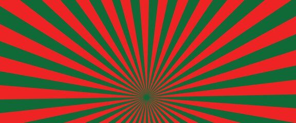 Obraz premium Abstract rays green and red christmas background.