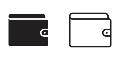wallet icon set. money bag wallet vector symbol. Cash wallet icon.