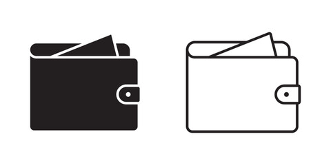 wallet icon set. money bag wallet vector symbol. Cash wallet icon.