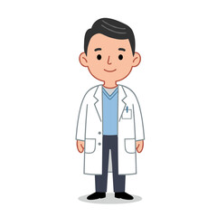 Fototapeta premium Boy in medical white coat professional doctor uniform. Great for healthcare education, medical careers, or pediatric services.