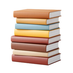 Fototapeta premium Stack of Colorful Books in Various Shades Representing Knowledge and Learning at Home or in the Office Space Transparent background or PNG
