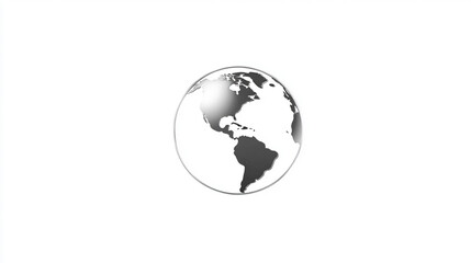 Fototapeta premium Minimal white globe icon on a clean blank background with ample caption space on the side. Simple, modern design symbolizes global connection, internet, communication, or worldwide access.