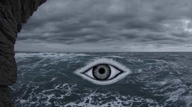  &OElig;il surr&eacute;aliste flottant au-dessus d&rsquo;une mer agit&eacute;e