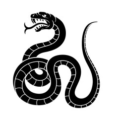 Vector illustration of heraldic snake in black silhouette style.