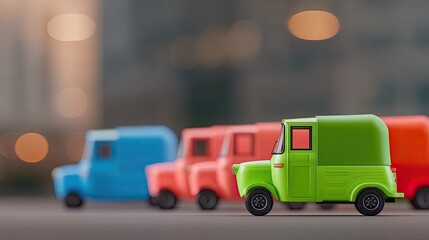 Miniature Eco-Friendly Auto Rickshaws in City Setting