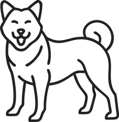   akita shepherd line arts with white background