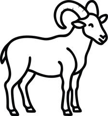    aoudad sheep line arts with white background