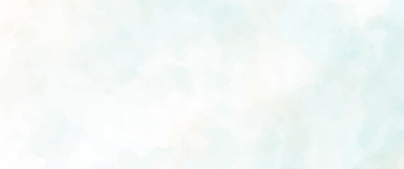 Blue vector watercolor texture with blue sky and white clouds. Hand drawn blue abstract vector illustration. Landscape background for design.