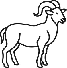    aoudad sheep line arts with white background