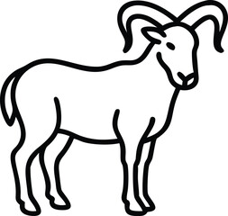    aoudad sheep line arts with white background