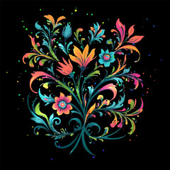 Vector illustration of an abstract background with a floral pattern in the center.