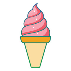 A delicious set of cold, sweet ice cream cones with chocolate, strawberry, and vanilla flavors