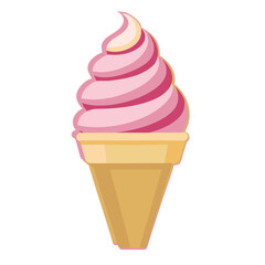 An isolated, creamy sweet ice cream cone, a delicious summer dessert, on a clean white background