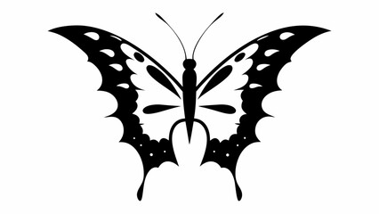 Illustration of a butterfly with detailed wing patterns in black and white color scheme design style