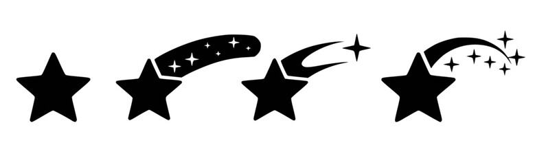 Black star silhouettes with sparkling trails stars white