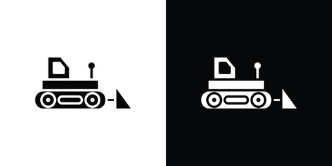 Bulldozer icon of glyph style design vector pack