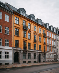 Fototapeta premium Scandinavian Row Houses with Large Windows Minimalist Design