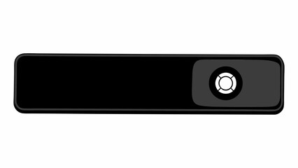 Illustration of a black rectangular device with a circular element on the right side of the object