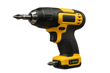 Cordless impact drill driver isolated on transparent background, power tool