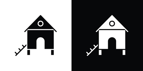 Chicken coop icon of glyph style design vector pack