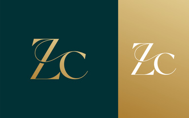 Initial letter ZC CZ logo design vector illustration for couple, wedding, and business