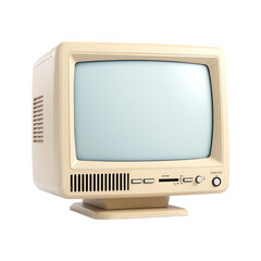 Vintage beige television set, blank screen. Nostalgia, retro technology.