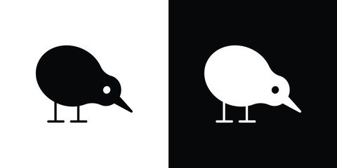 Kiwi bird icon of glyph style design vector pack